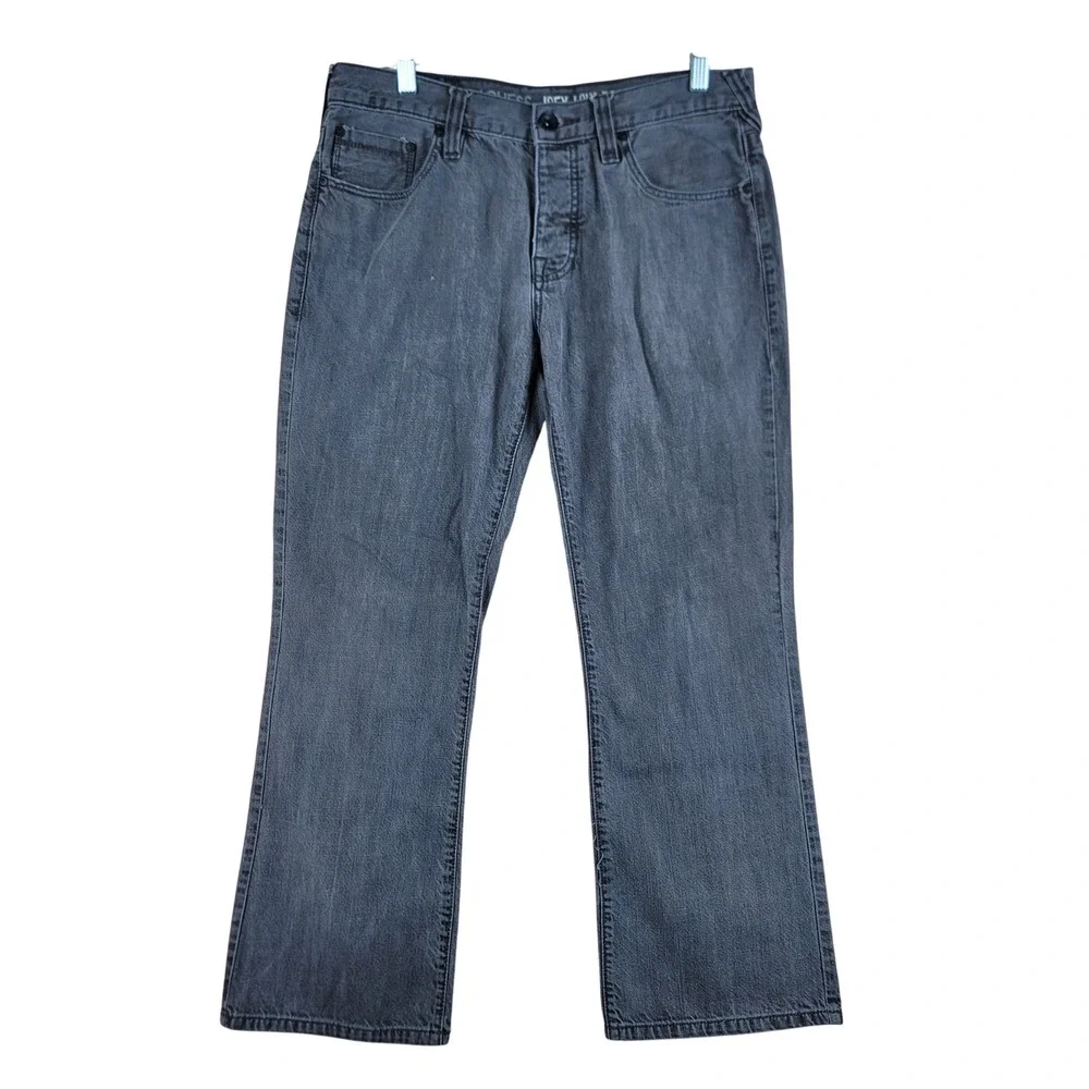G BY GUESS Joey Low Bootcut Jeans Mens 34x28.5 Gray Denim Pants